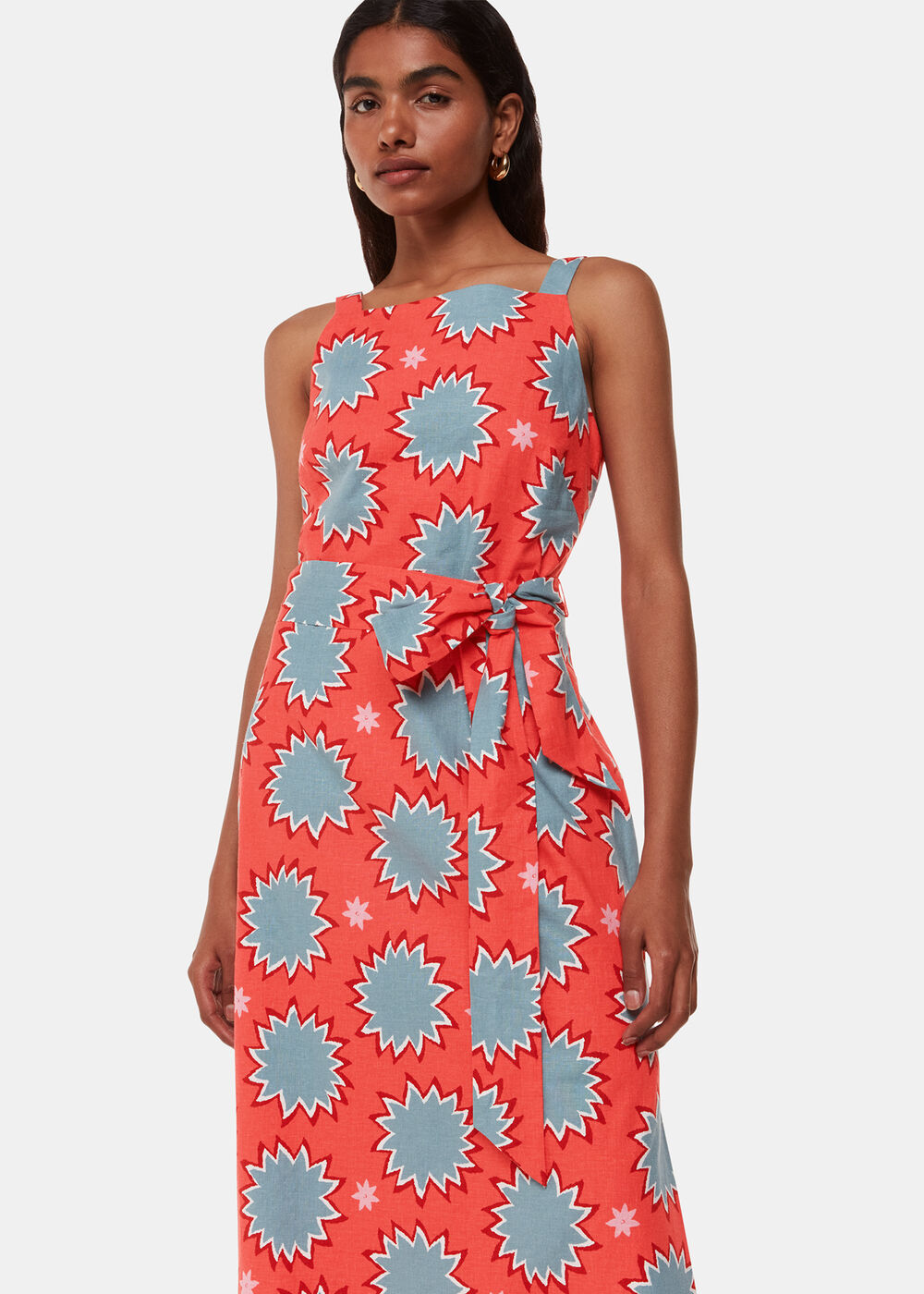 Petite Sunburst Linen Blend Dress