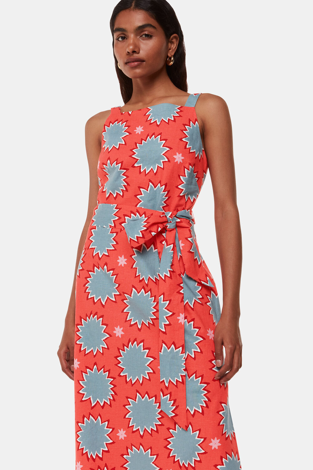 Petite Sunburst Linen Blend Dress