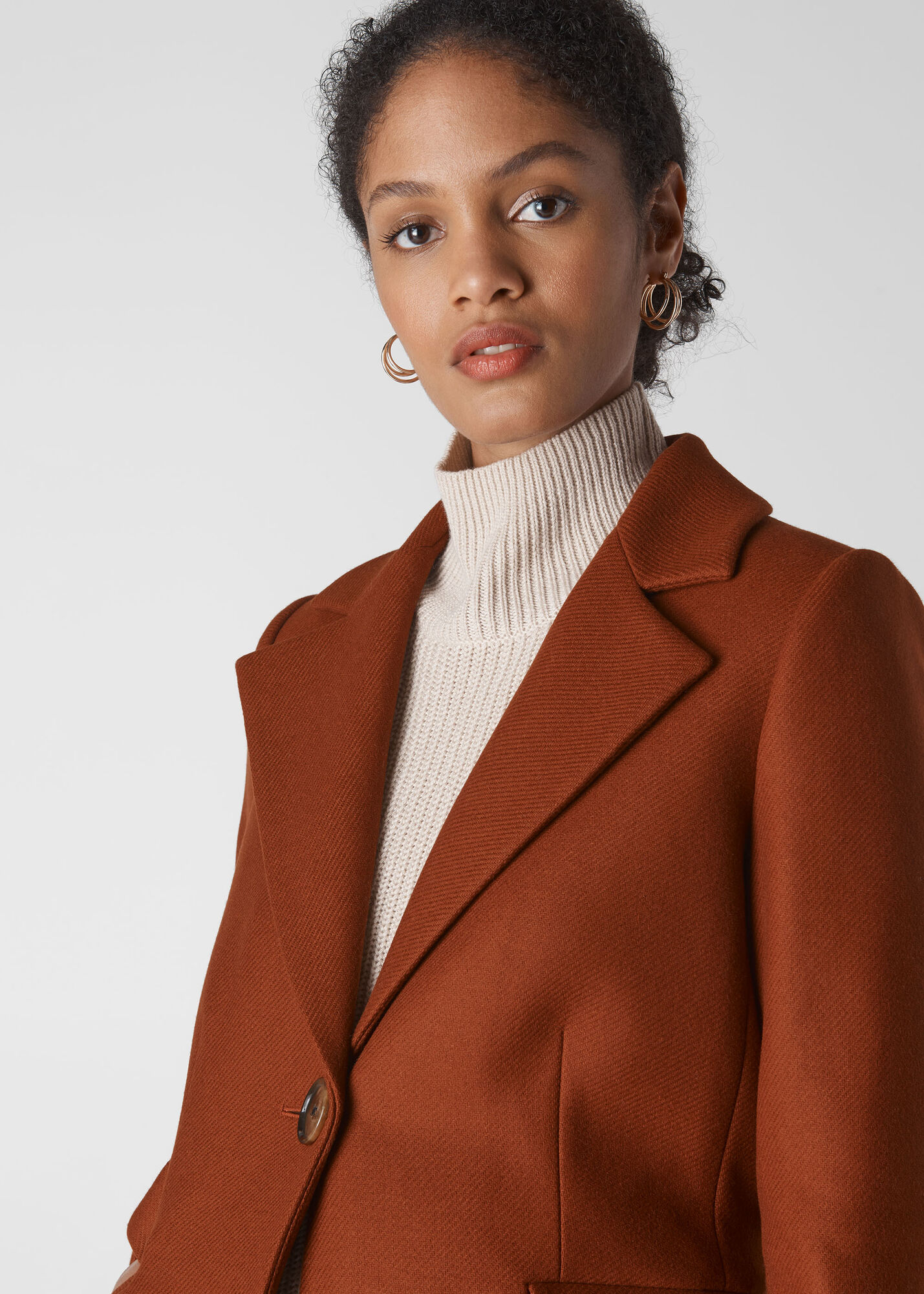 Rust Clara Single Breasted Coat WHISTLES