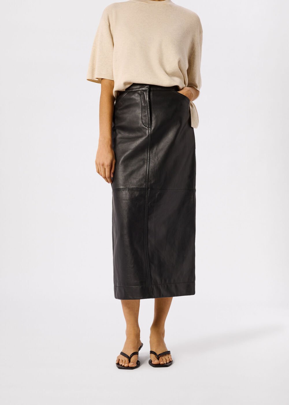 Jamie Leather Midi Skirt