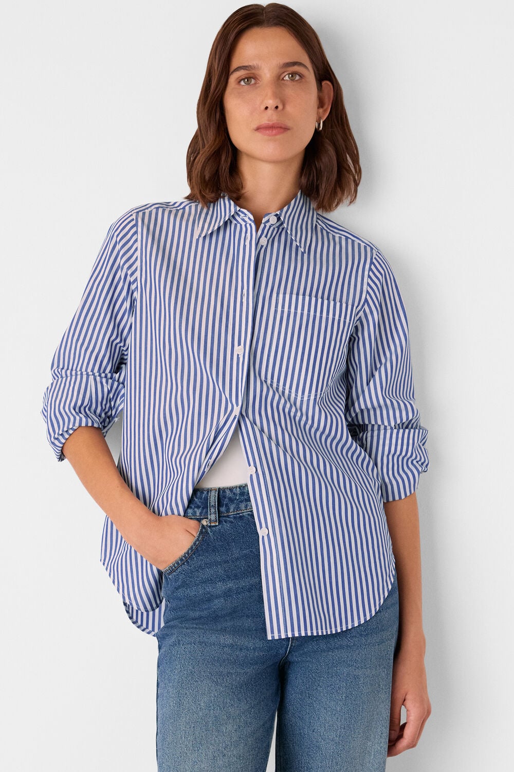 Blue Relaxed Fit Stripe Shirt