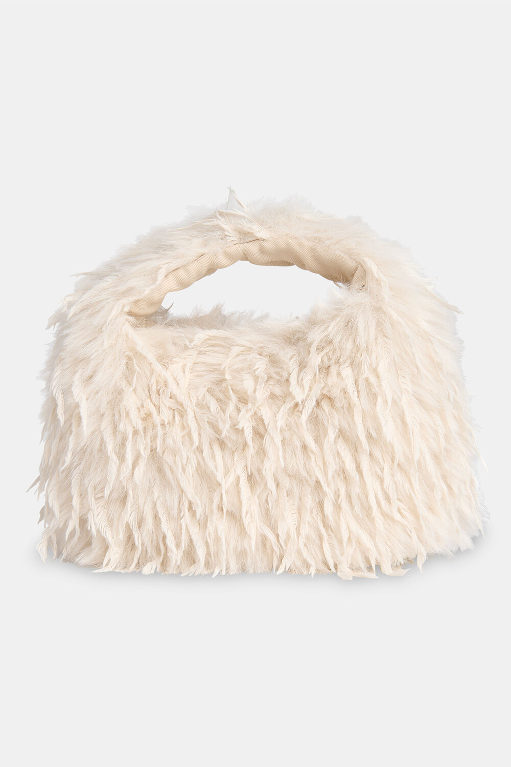 Taupe Luz Faux Feather Mini Bag