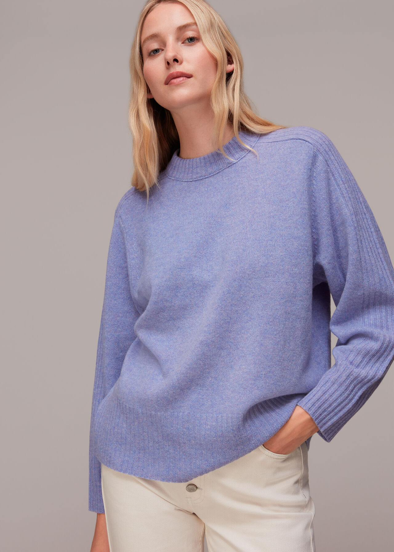 Lilac Boyfriend Wool Sweater | WHISTLES | Whistles UK