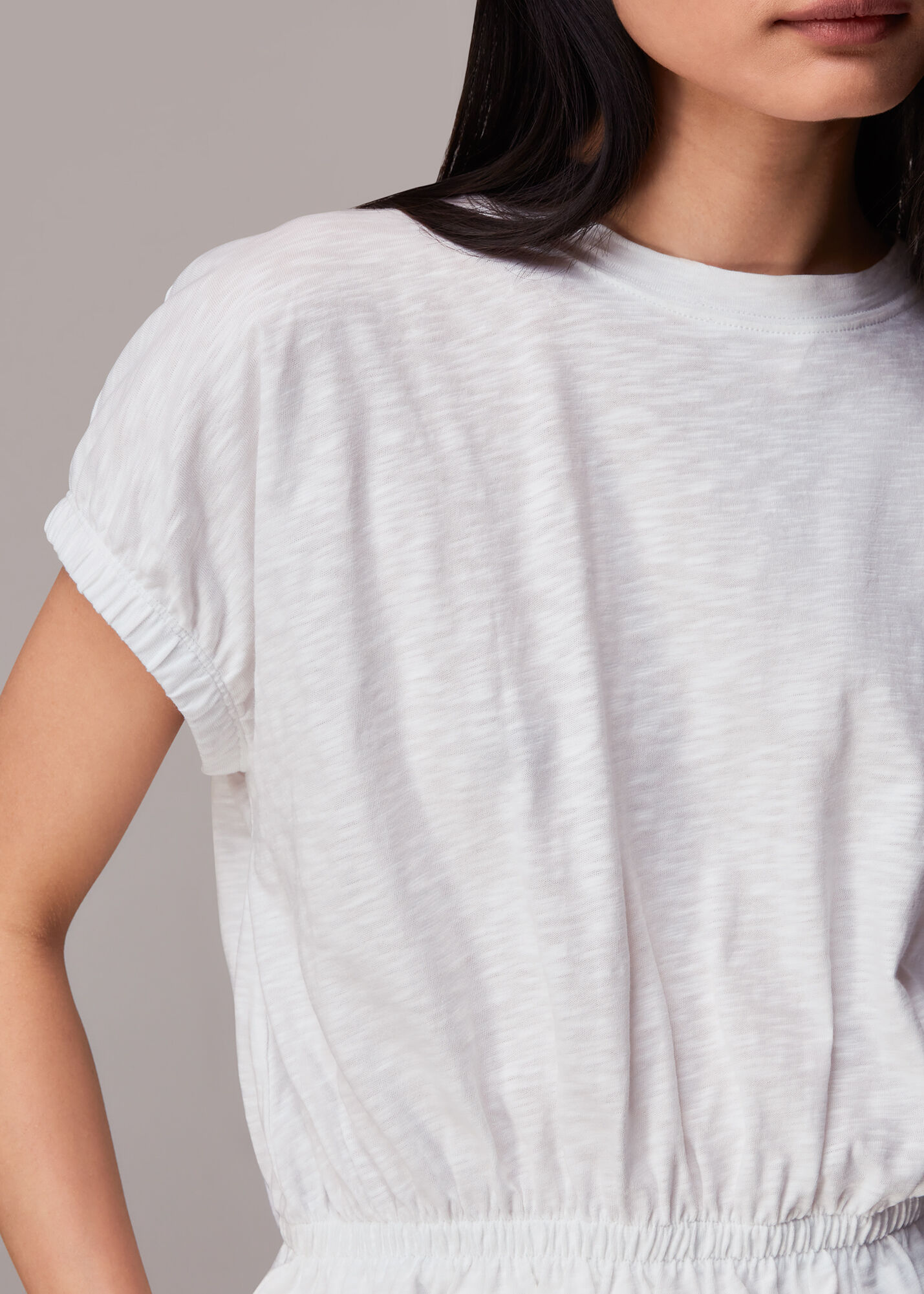 White Celly Gathered Hem Top | WHISTLES |