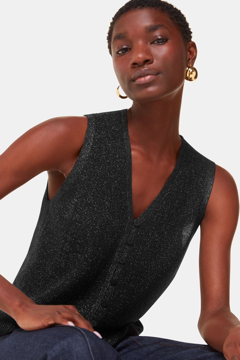 Black Sparkle Knit Tank