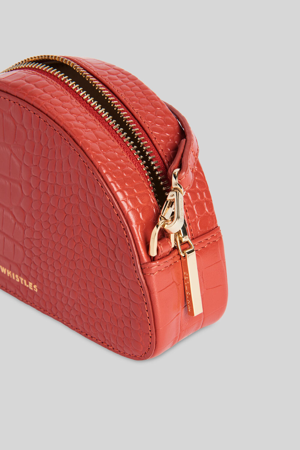 Jasmin Croc Half Moon Bag Rust