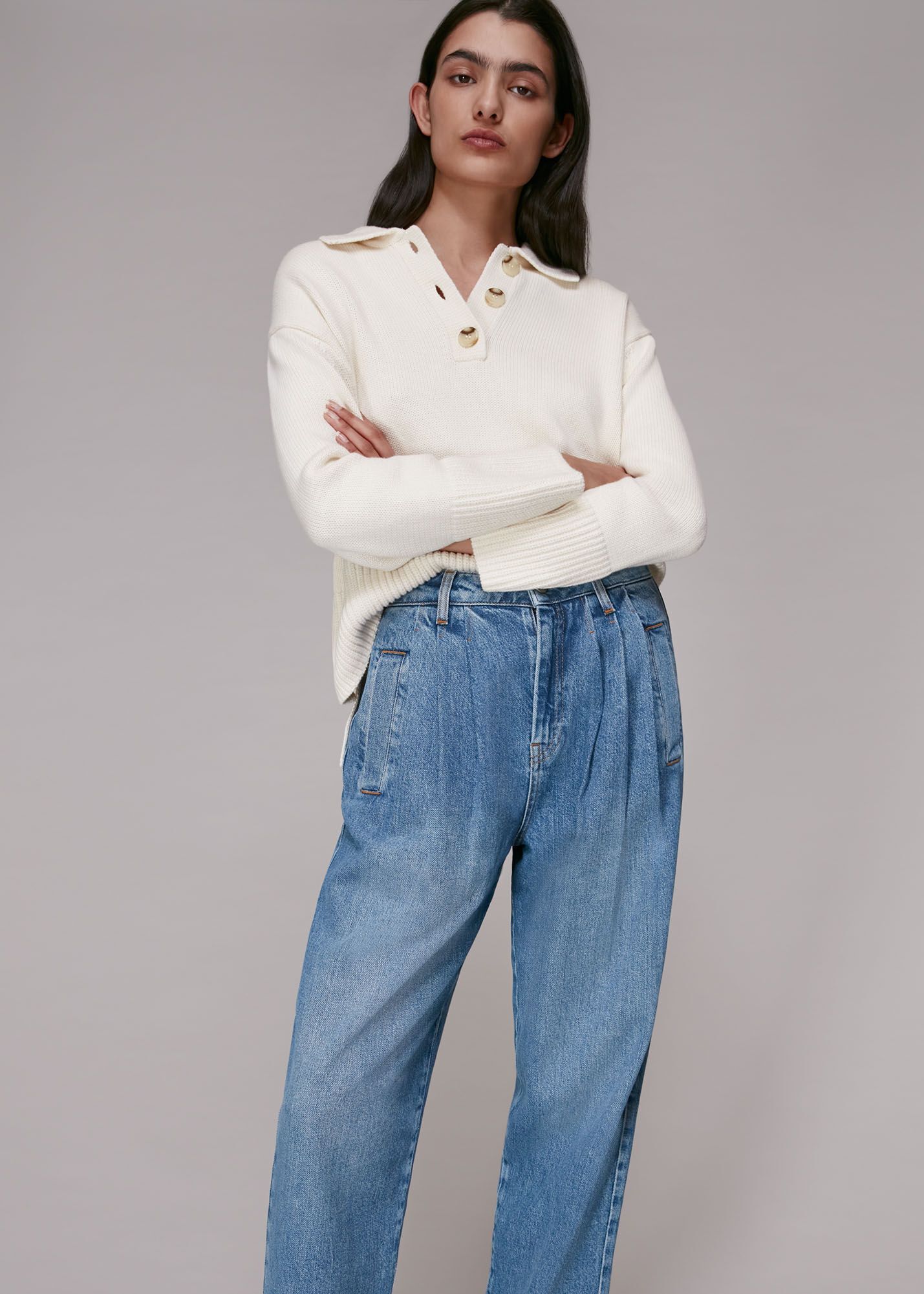 Women's pleated front jeans 2025