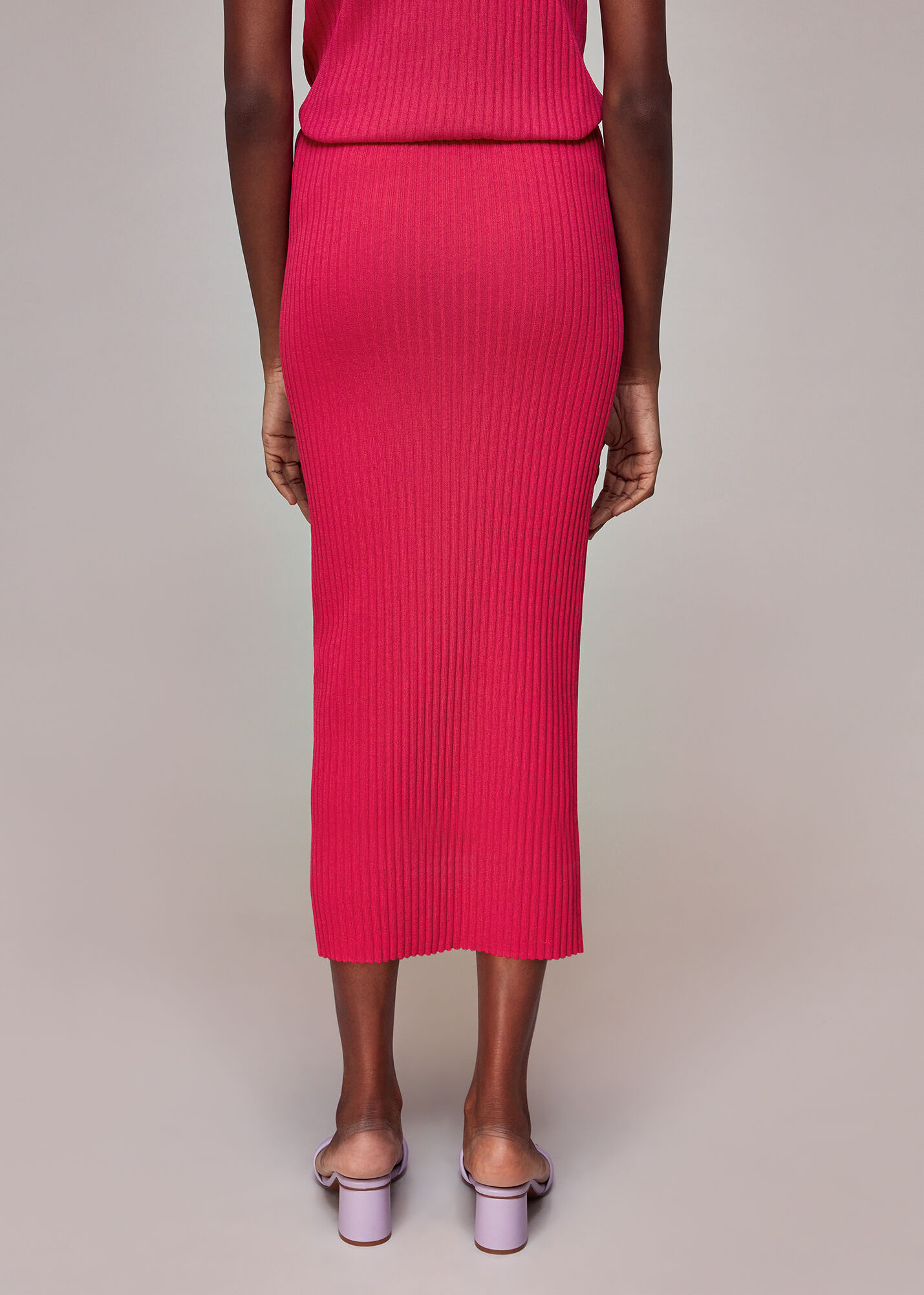 Pink Knitted Column Skirt | WHISTLES |