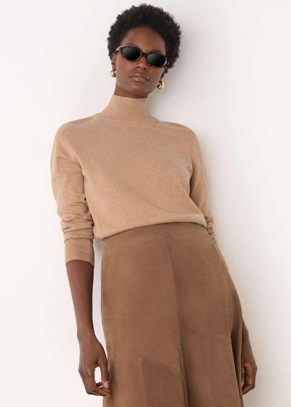 Fine Wool Mix Funnel Neck Knit