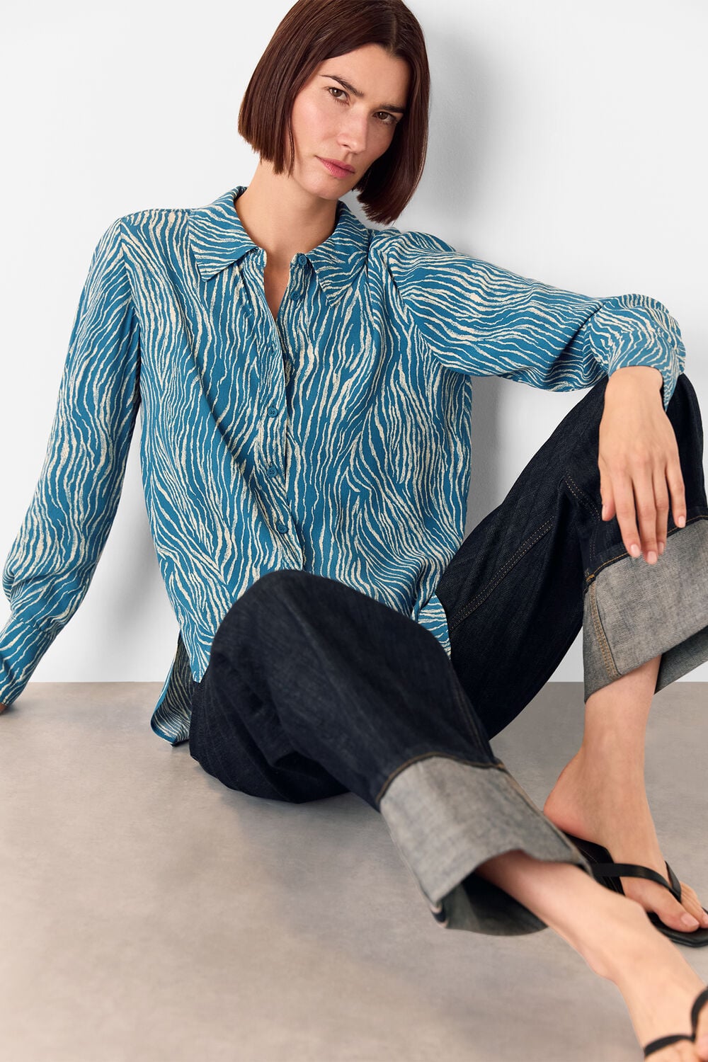 Blue Zebra Button Up Shirt