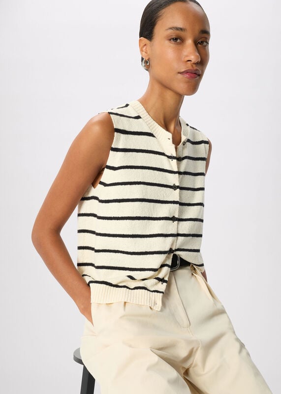 Ivory Stripe Boucle Textured Tank