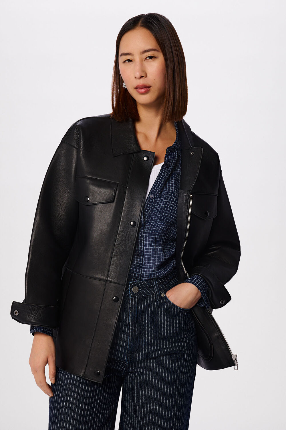 Black Clean Bonded Leather Jacket