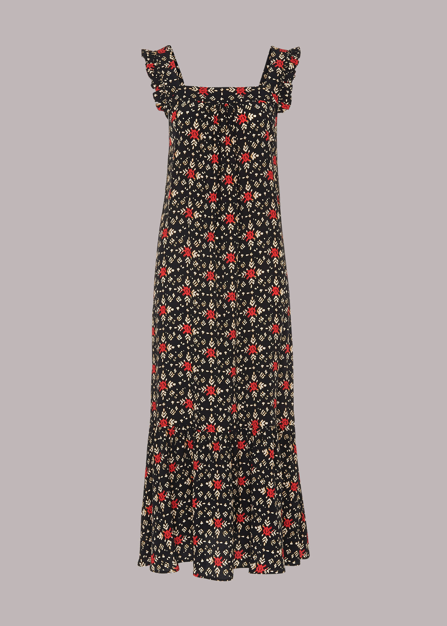 Black/Multi Block Print Midi Dress WHISTLES Whistles