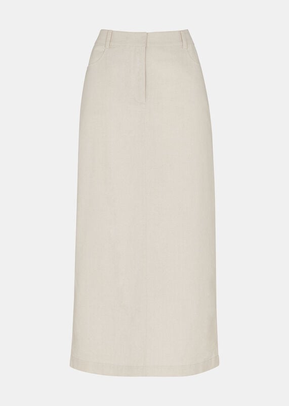 Oatmeal Abigail Linen Blend Midi Skirt