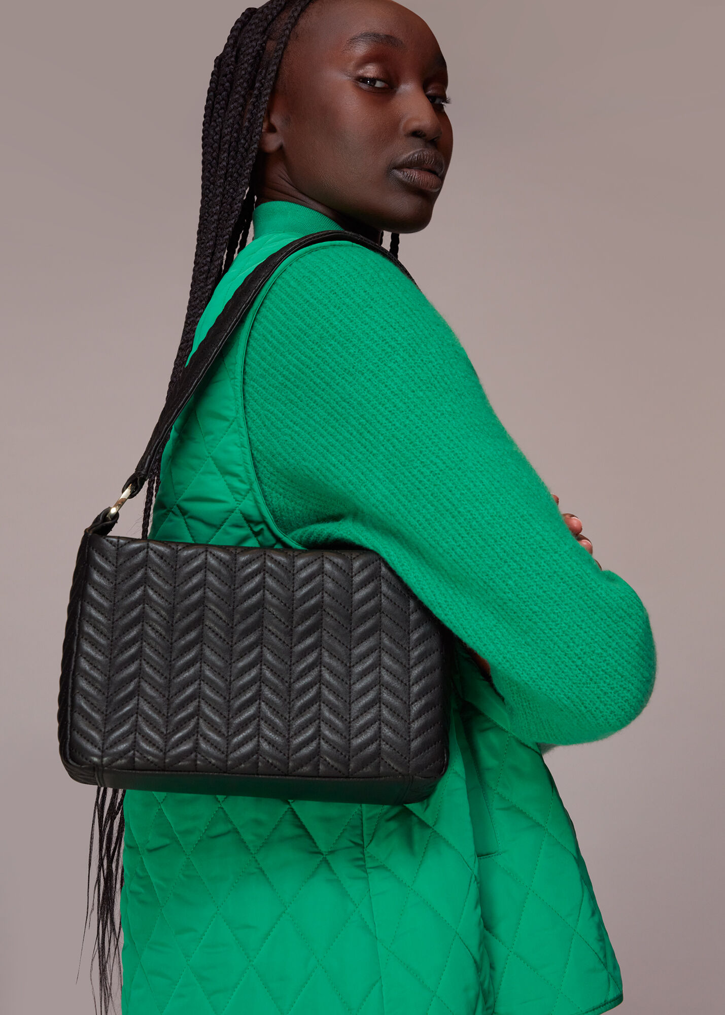 Black Emine Quilted Shoulder Bag | WHISTLES |