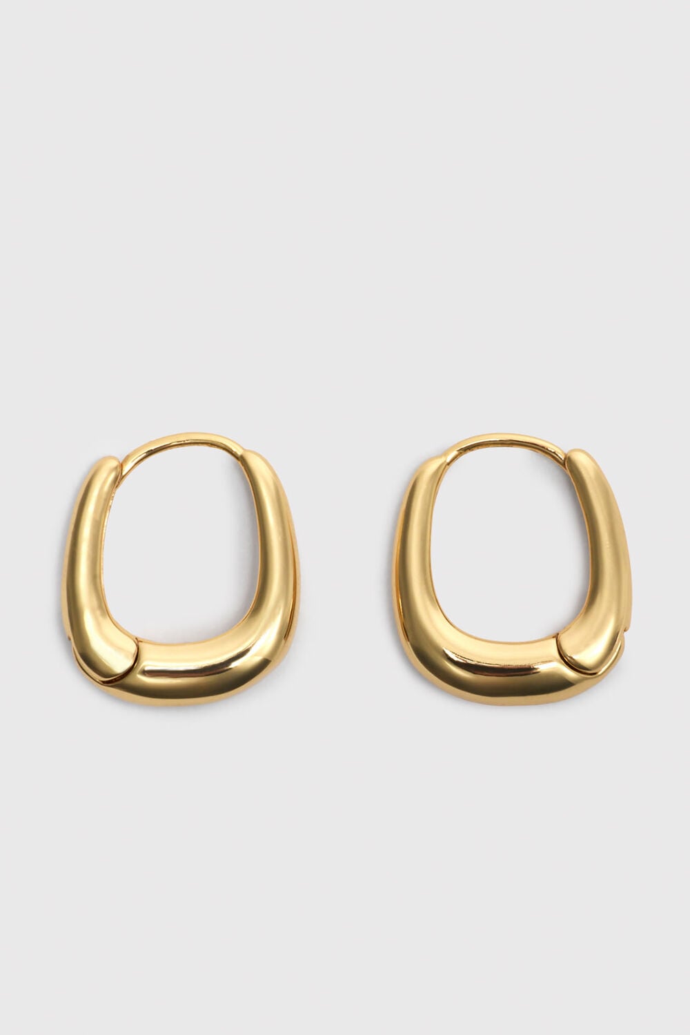Gold Curved Square Huggie Hoop