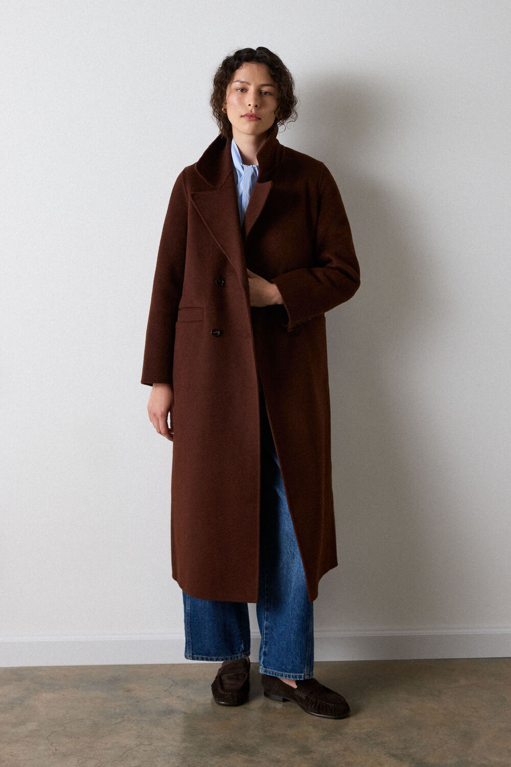 Brown Relaxed Double Faced Coat