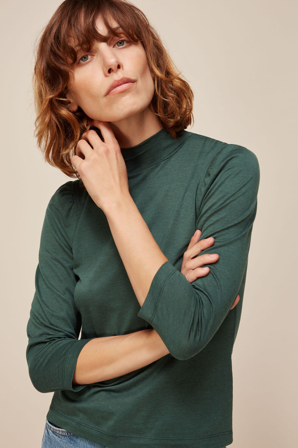 High Neck Puff Sleeve Top