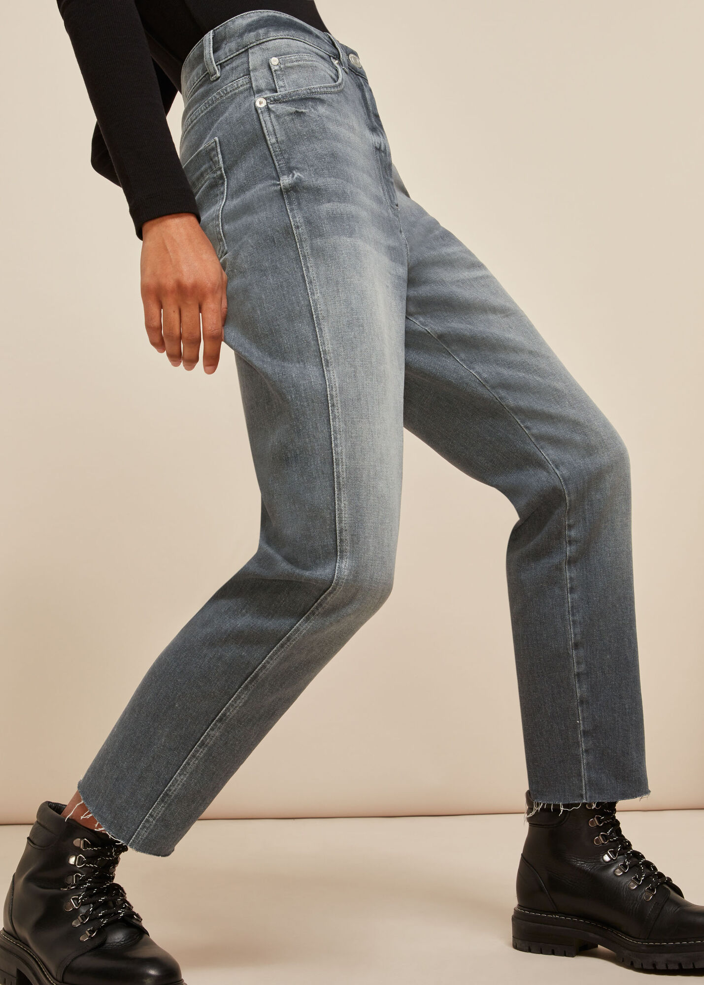 Grey Frayed Slim Detail Jean WHISTLES