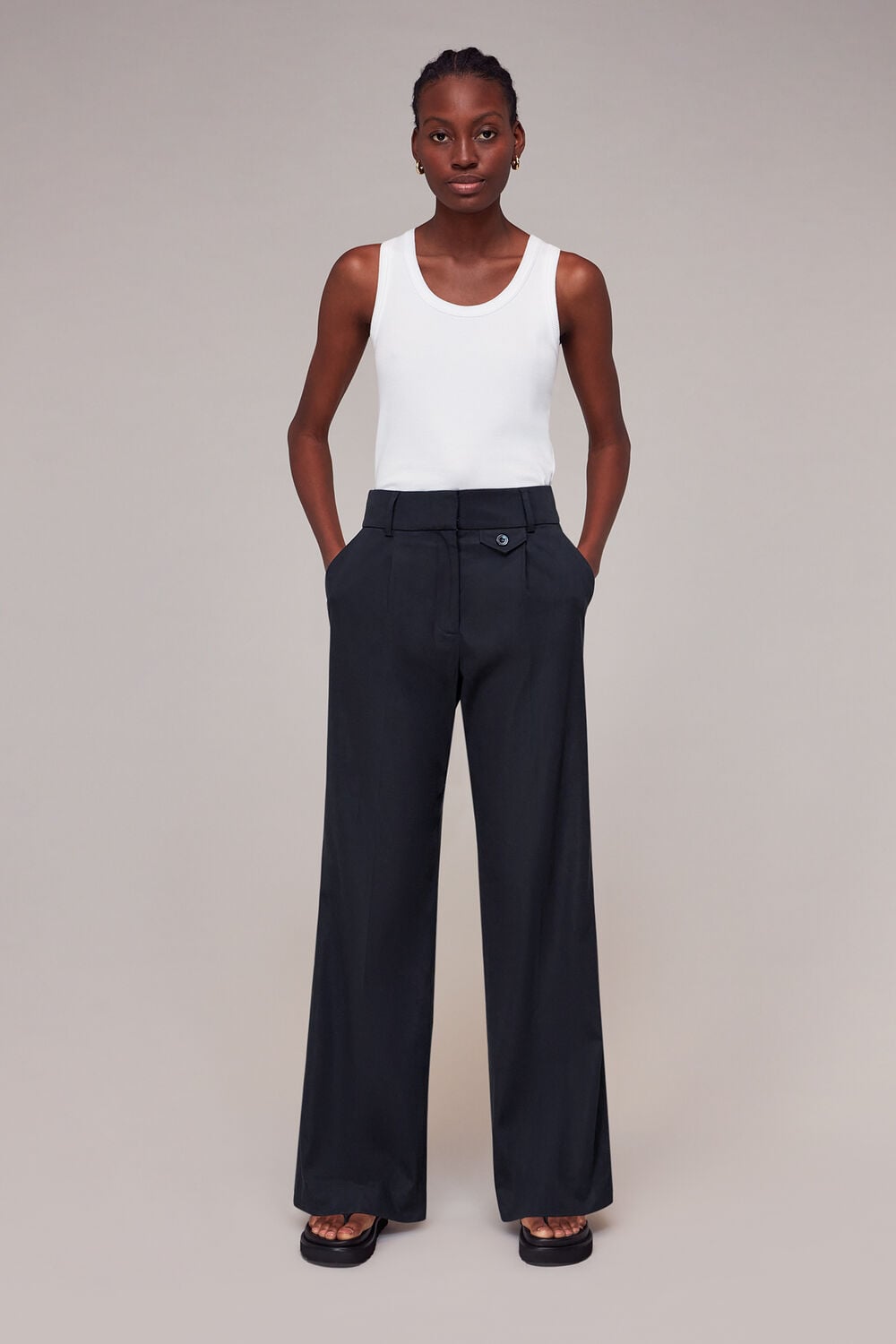Navy Tess Full Length Pants&nbsp;