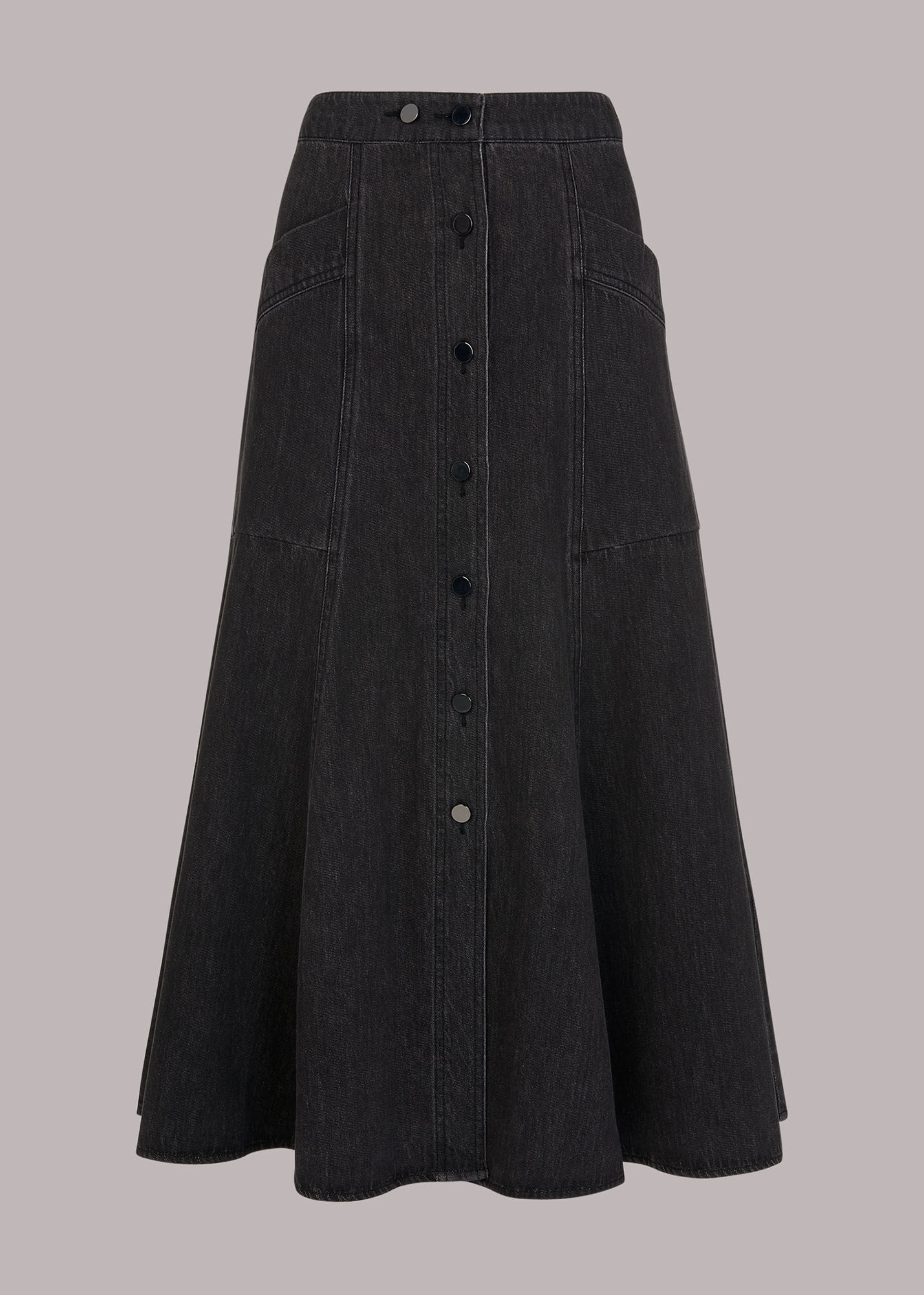 Black Julia Flare Denim Skirt | WHISTLES |