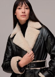 Maya Leather Belted Coat