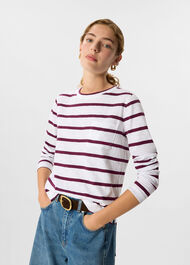 Stripe Crew Neck Pocket Top