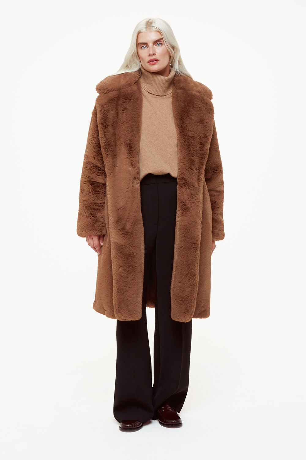 Brown Petite Teddy Faux Fur Coat