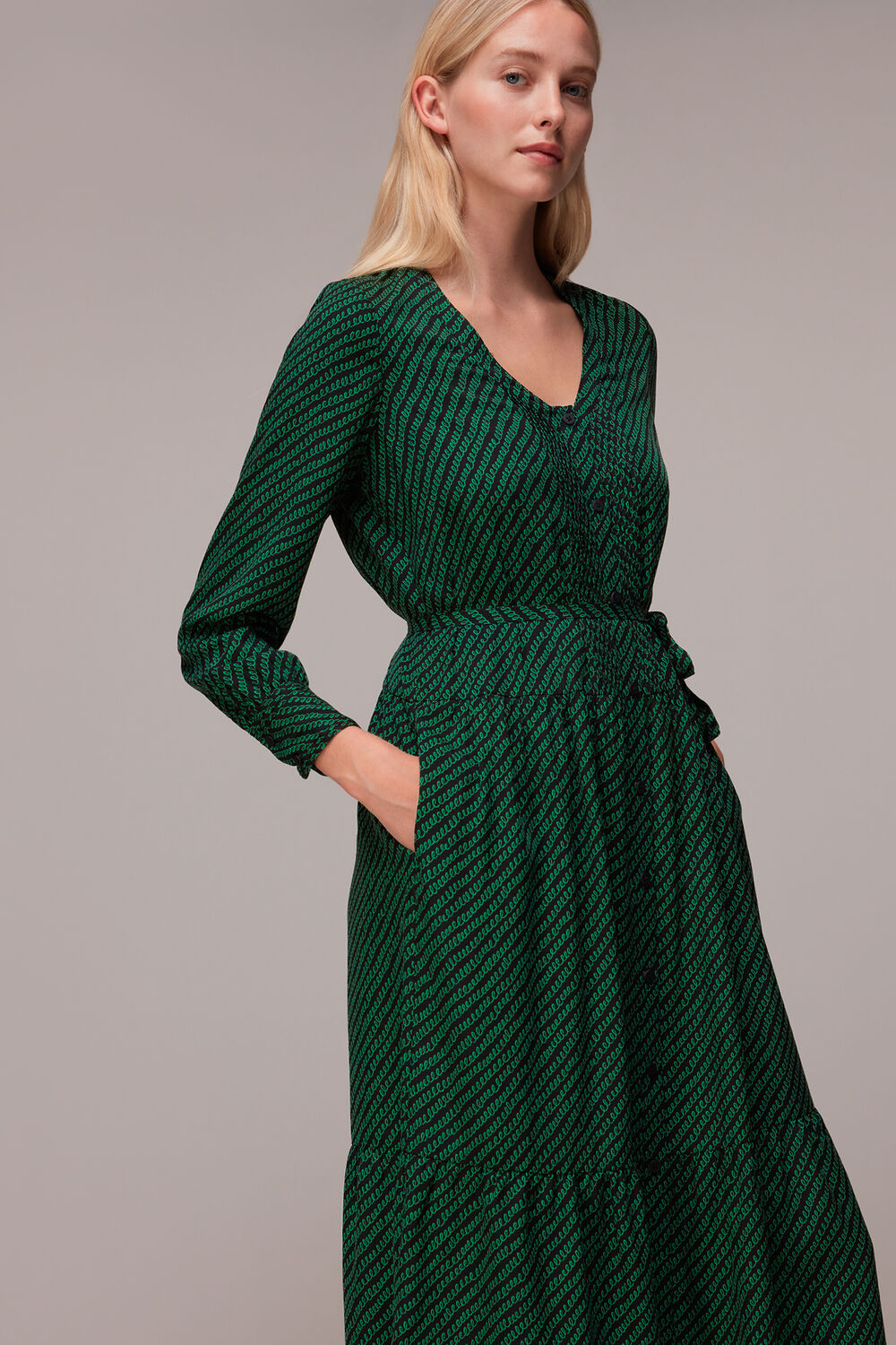 Diagonal Twist Midi Dress