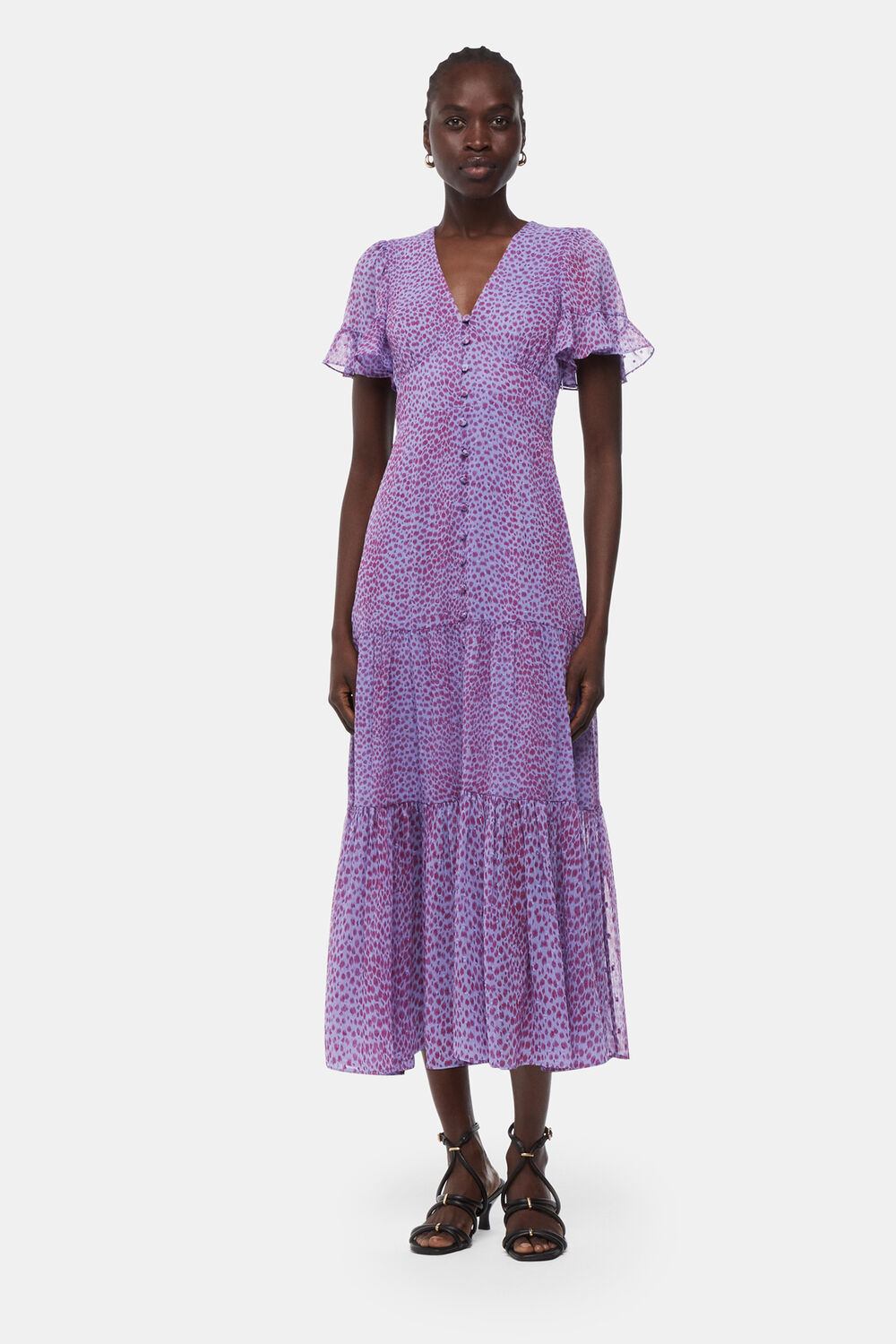 Purple Sketched Cheetah Dobby Dress