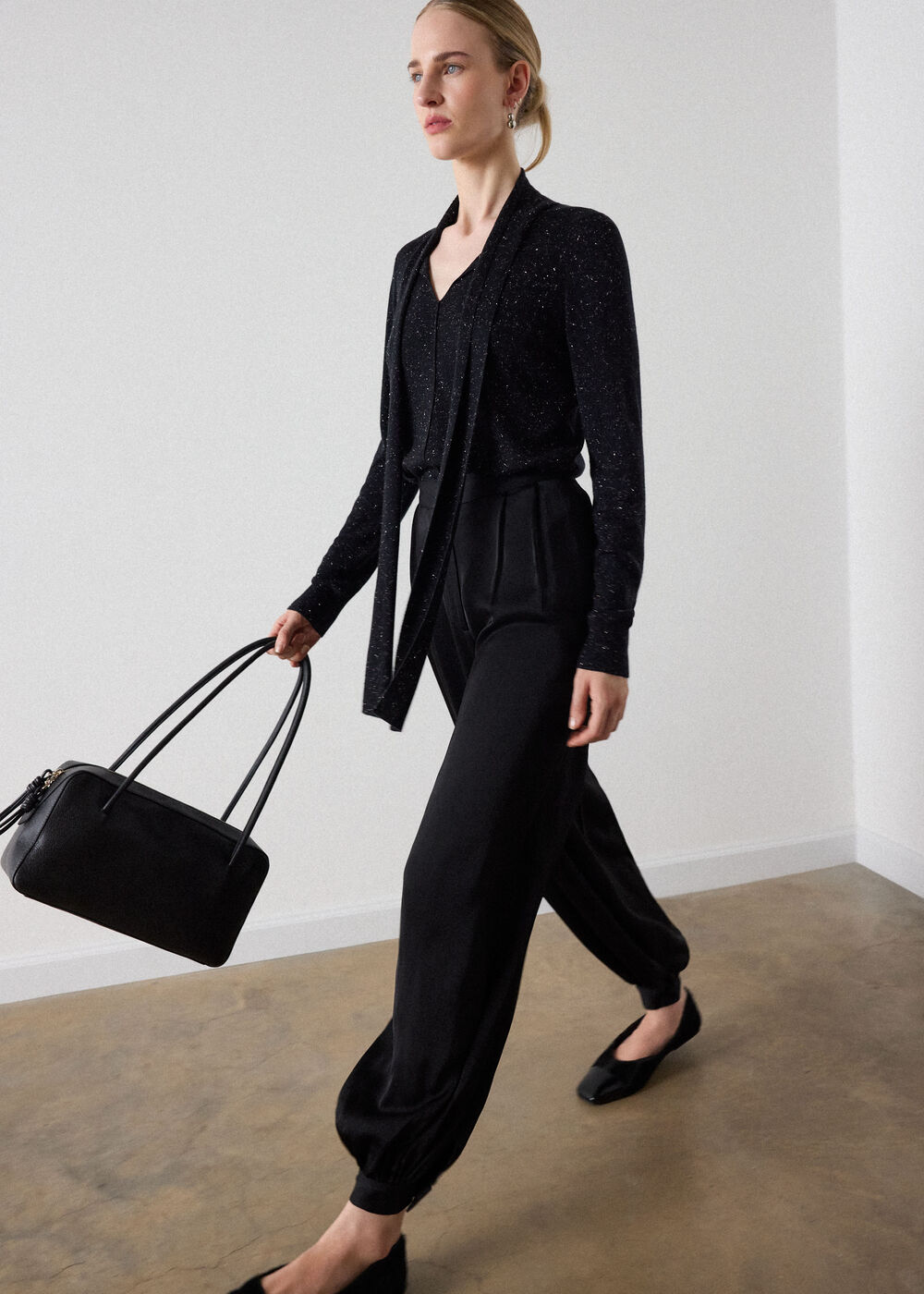 Black Annie Sparkle Tie Neck