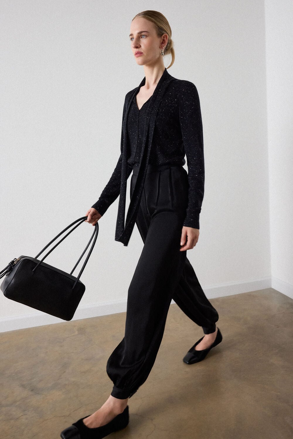 Black Annie Sparkle Tie Neck