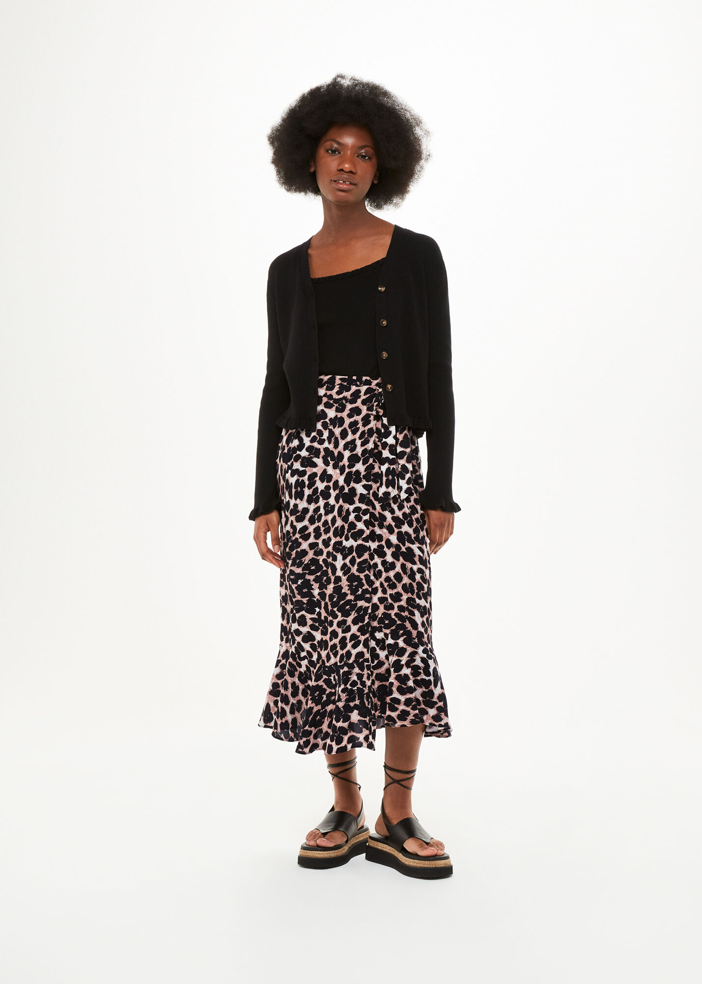 Polka dot wrap midi clearance skirt