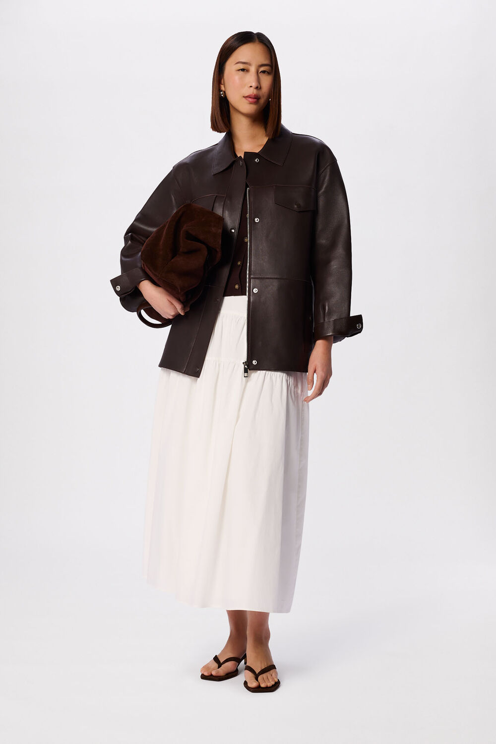 Brown Clean Bonded Leather Jacket