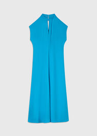 Twist Neck Crepe Midi Dress