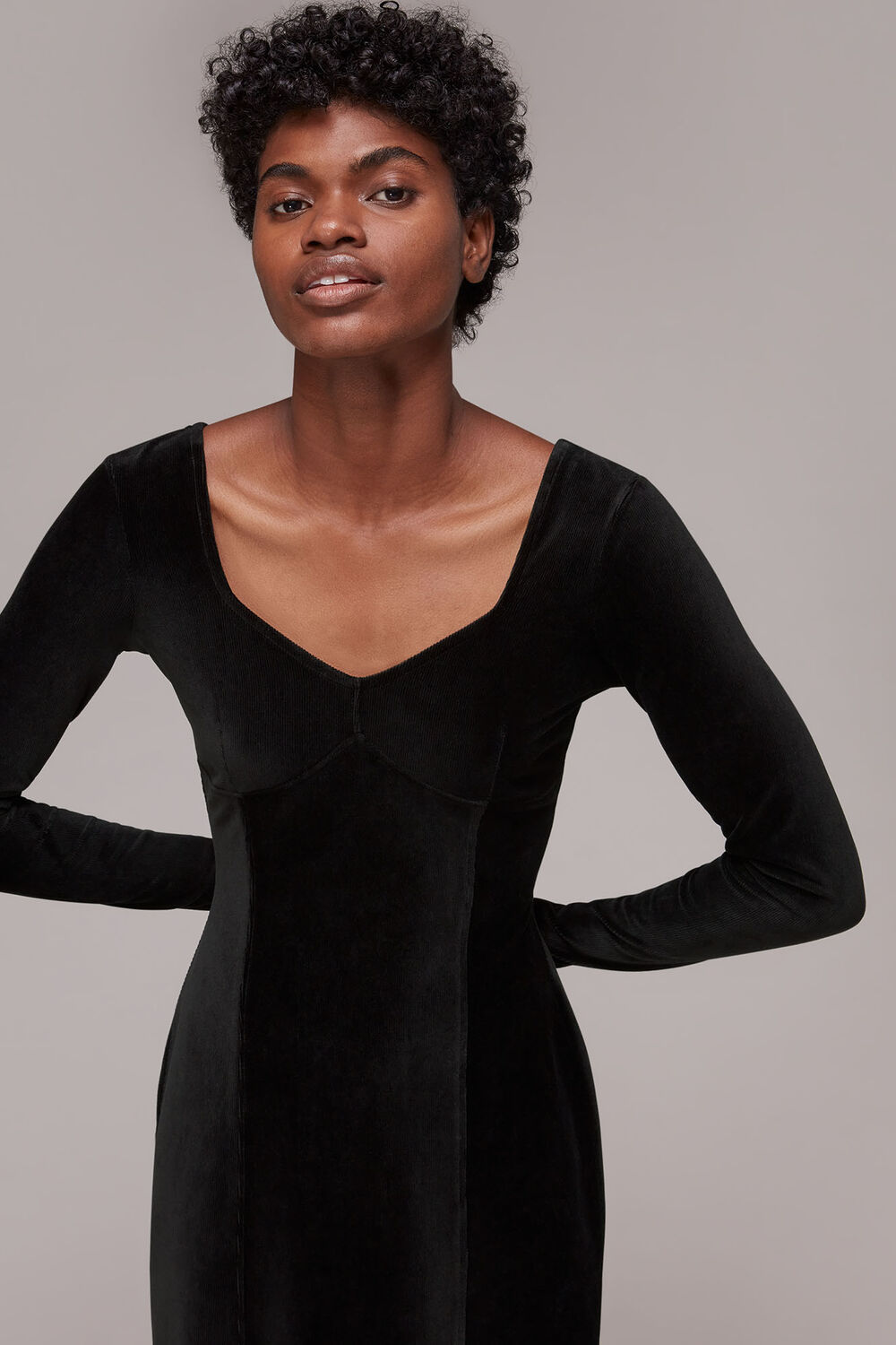 Cord Velvet Bust Detail dress