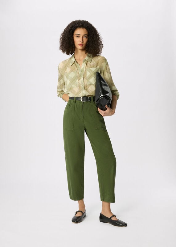 Khaki Full Length Cotton Trouser