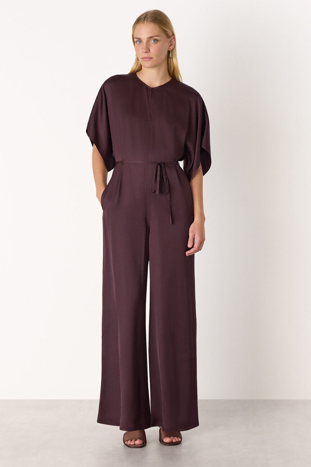 Satin Short Sleeve Jumpsuit