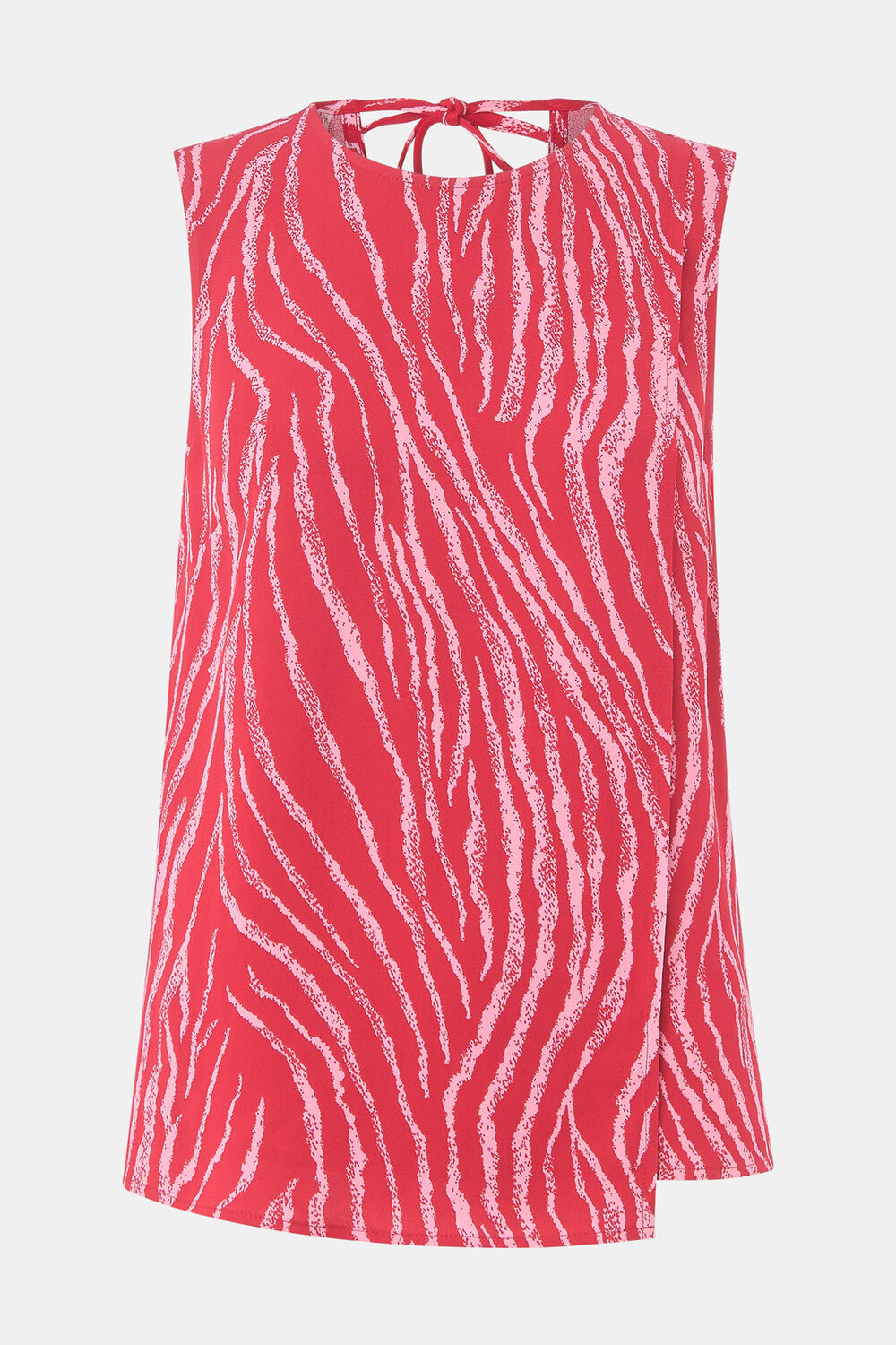 Red Zebra Layered Wrap Crepe Tank