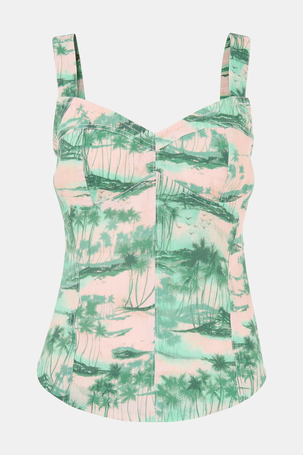 Pink Waving Palms Bustier Top