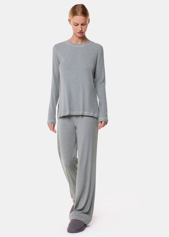 Grey Marl Rib Jersey Pajama Top 