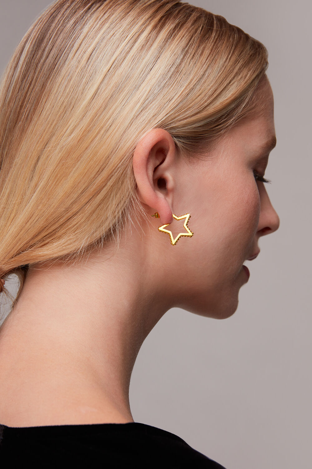 Studded Star Outline Earring