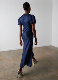 Jacquard V Neck Midi Dress