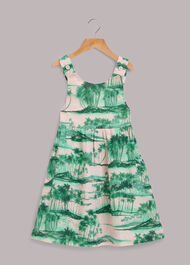 Waving Palms Poppy Linen Dress