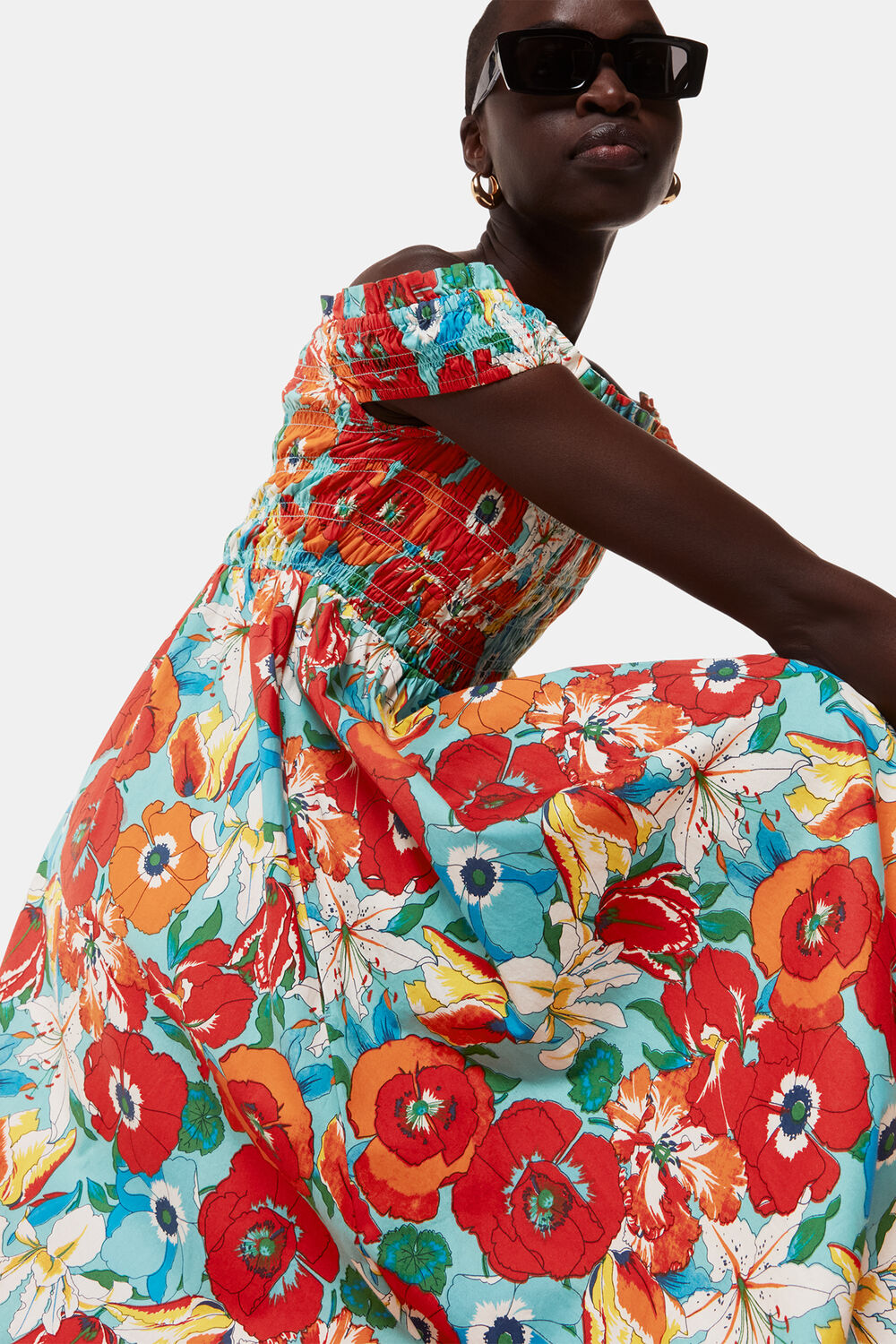 Multicolour Blossom Tulips Bardot Dress