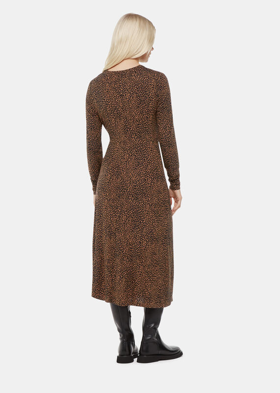 Black Petite Coffee Bean Tie Jersey Dress