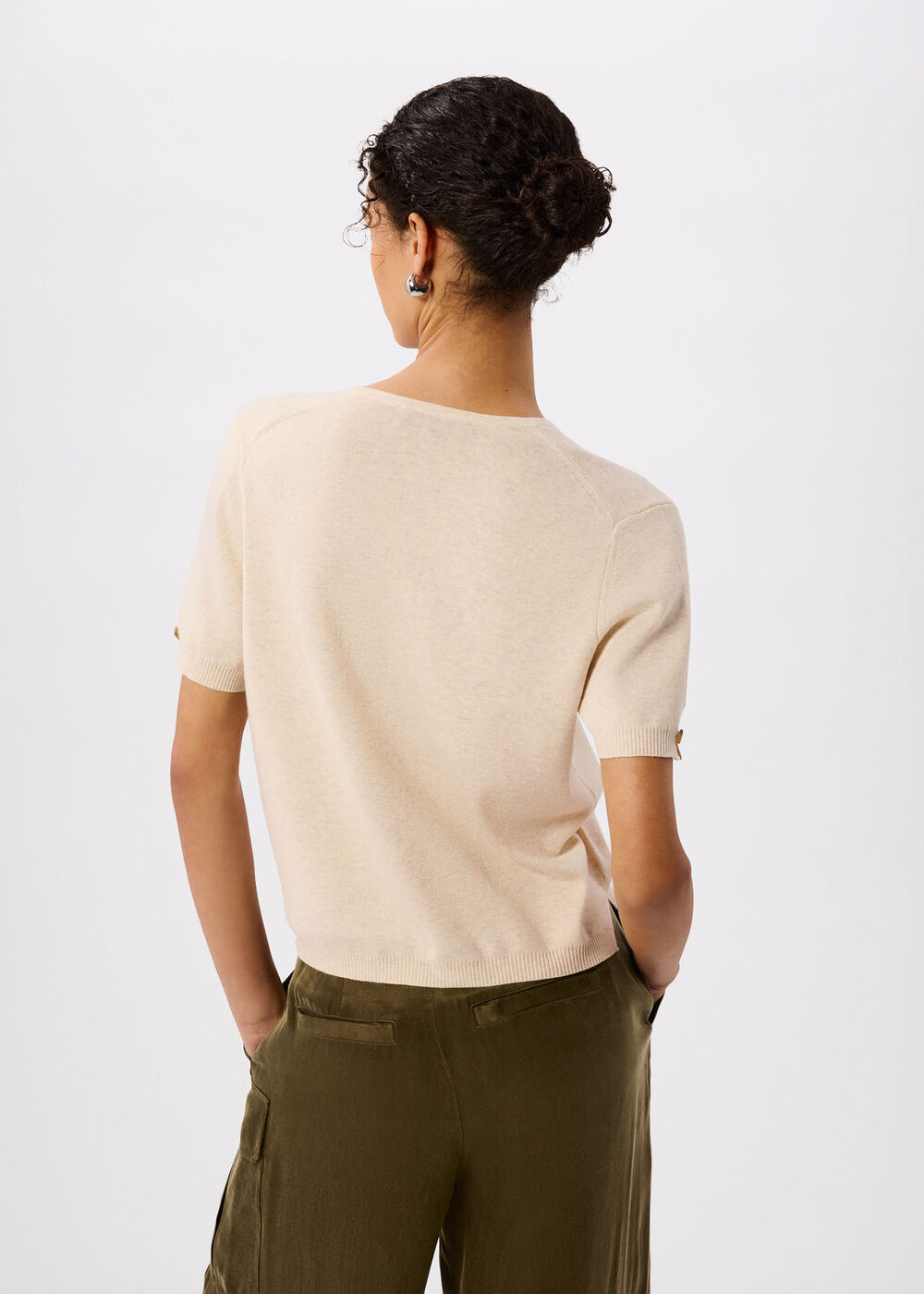 Short Sleeve Button Front Knit