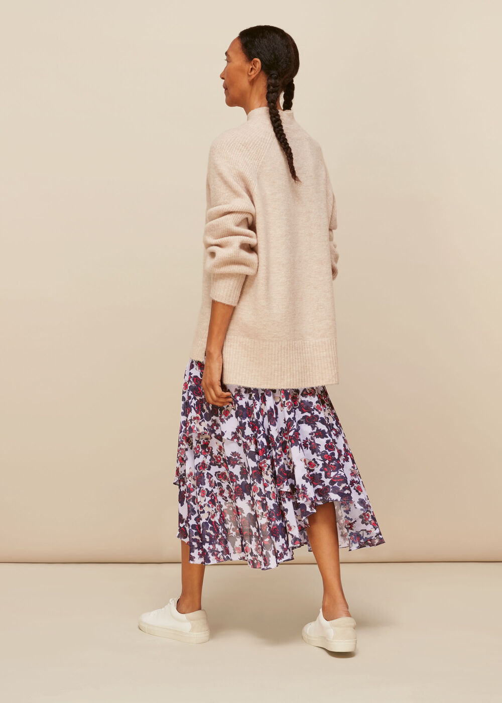 Floral Asymmetric Skirt Multicolour
