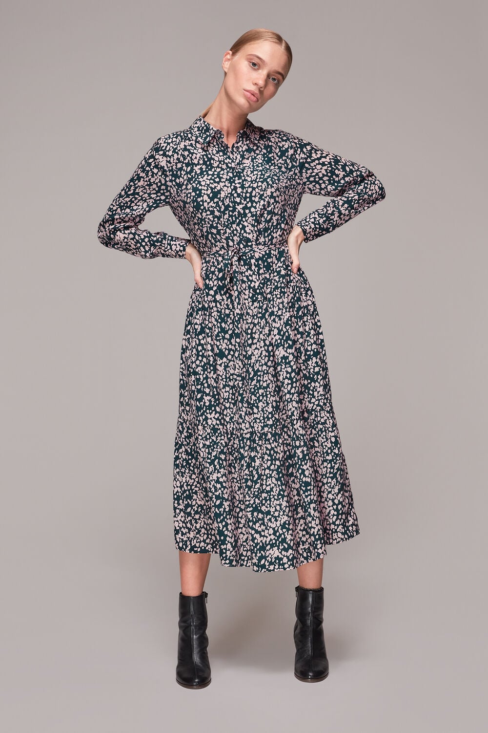 Multicolour Dashed Animal Shirt Dress