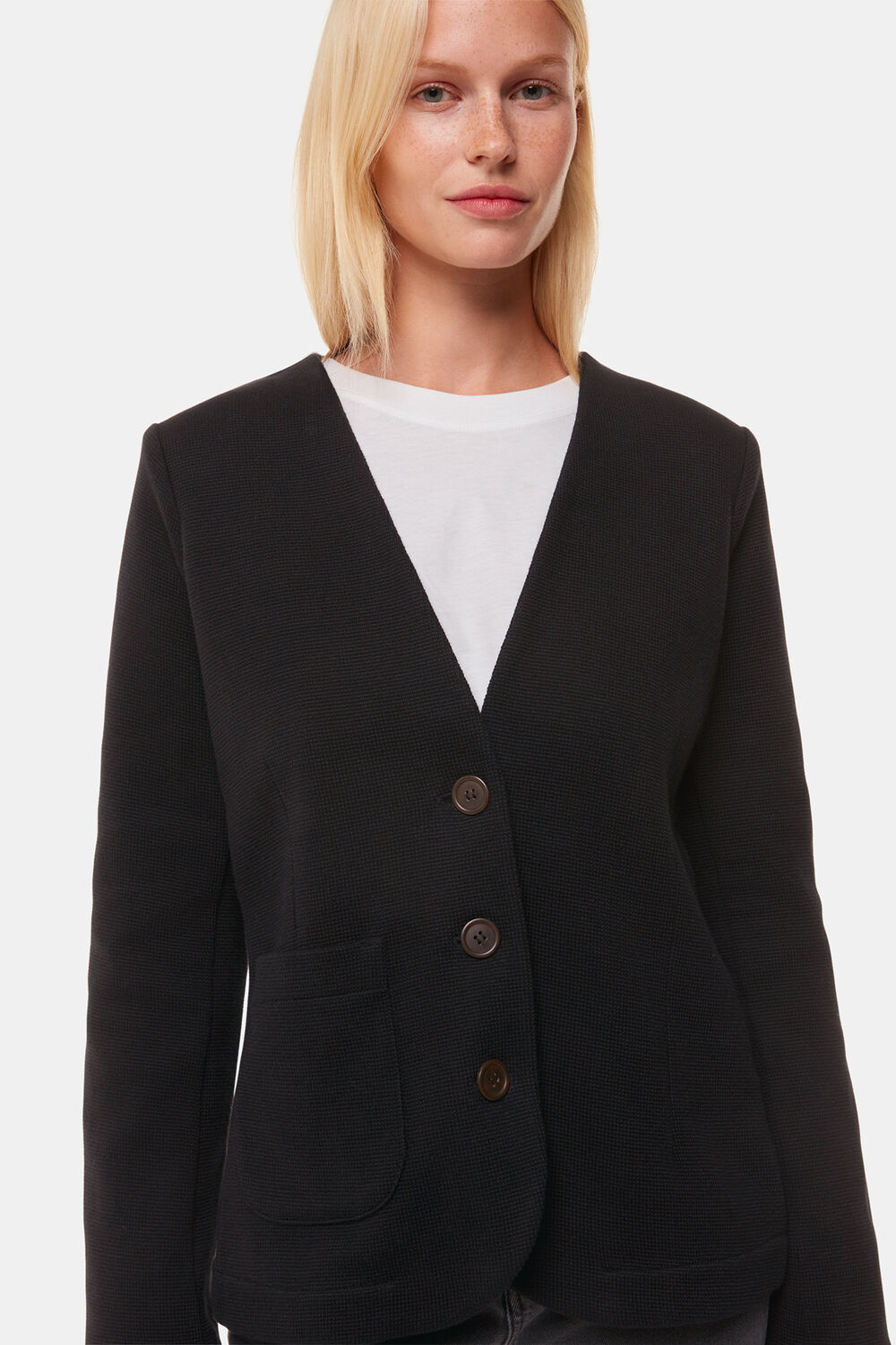 Black Lucy V Neck Jersey Jacket